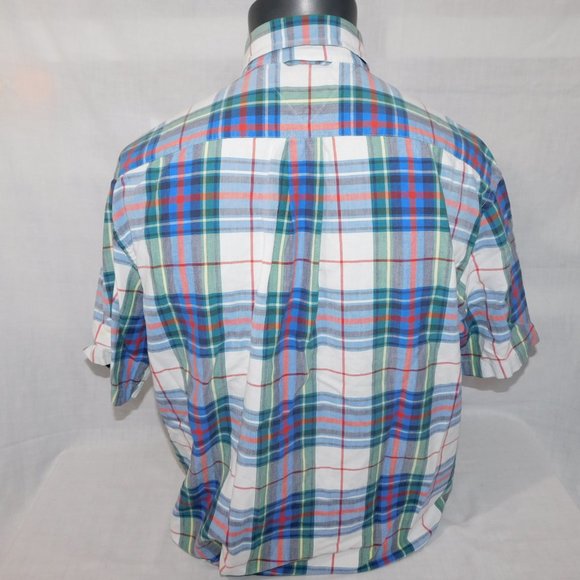 Vintage 90s Tommy Hilfiger Mens L Plaid Button Front Short Sleeve Shirt - Picture 8 of 10